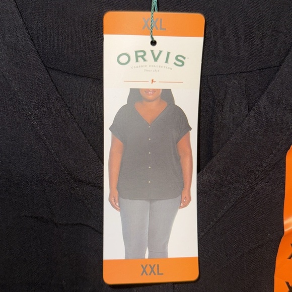Orvis Button Down Cap Sleeve V-Neck Blouse
Size XXL NWT - Picture 3 of 8